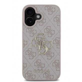 Guess PU 4G Metal Logo Zadní Kryt pro iPhone 16 Plus Pink
