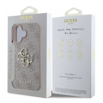 Guess PU 4G Metal Logo Zadní Kryt pro iPhone 16 Plus Pink