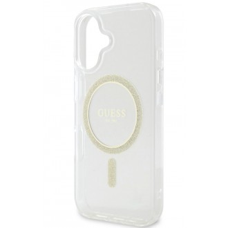 Guess IML Glitter Ring MagSafe Zadní Kryt pro iPhone 16 Plus Transparent
