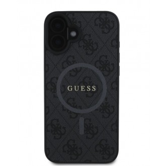 Guess PU Leather 4G Colored Ring MagSafe Zadní Kryt pro iPhone 16 Plus Black