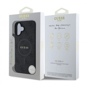 Guess PU Leather 4G Colored Ring MagSafe Zadní Kryt pro iPhone 16 Plus Black