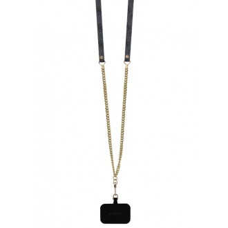 Guess PU 4G Strass Triangle Metal Logo Zadní Kryt + Crossbody Popruh pro iPhone 16 Pro Max Black