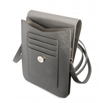 Guess PU Saffiano Triangle Logo Phone Bag Grey