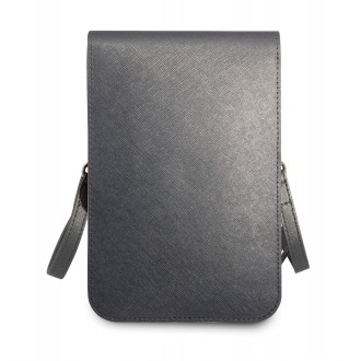 Guess PU Saffiano Triangle Logo Phone Bag Grey