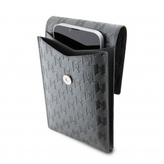 Karl Lagerfeld Saffiano Monogram Wallet Phone Bag stříbrný