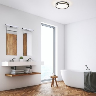 Rendl - GRANDE LED 35 stropní opálové sklo/černá 230V LED 24W IP44 3000K Barva/Materiál: chrom, opálové sklo