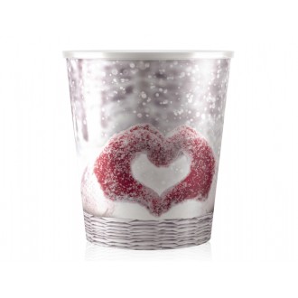 Obal na květník CHRISTMAS SRDCE Vánoce plastový d14x16cm