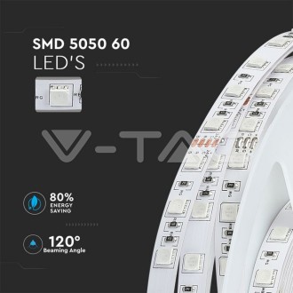 V-TAC LED pásek 9W-24V-SMD5050-VT-5050-IP20 barevná teplota (К): teplá bílá / 3000K VT-5050