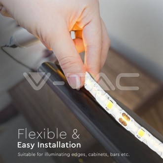 V-TAC LED pásek 4W/m-12V-IP20-SMD 2835-VT-2835-60-S barevná teplota (К): studená bílá / 6400K VT-2835-60-S