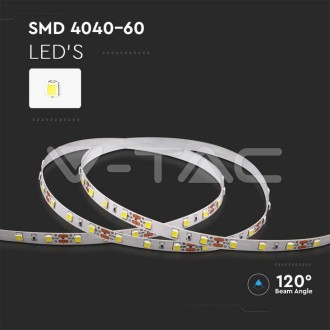 V-TAC LED pásek 8W 4040 60LED/m 12V 6400K IP20 Barevná teplota (К): Neutrální bílá 4000K