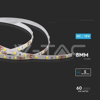 V-TAC LED pásek 8W 4040 60LED/m 12V 6400K IP20 Barevná teplota (К): Neutrální bílá 4000K
