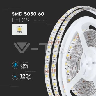 V-TAC LED pásek 10,8W-12V-SMD 5050-5m-VT-5050-IP65 barevná teplota (К): studená bílá / 6400K VT-5050