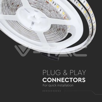 V-TAC LED pásek 10,8W-12V-SMD 5050-5m-VT-5050-IP65 barevná teplota (К): studená bílá / 6400K VT-5050
