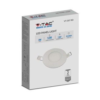 V-TAC 3W, LED panel, podhledový, kulatý, bílý