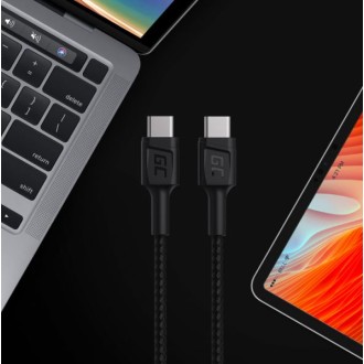 GreenCell USB kabel Green Cell typu C 1,2 m, černý, rychlé nabíjení Power Delivery (60W), Ultra Charge, QC 3.0