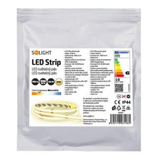 Solight LED COB světelný pás 5m, 10W/m, 1000lm/m, CRi90, IP44, teplá bílá