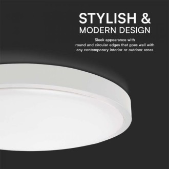 18W Kulaté bílé LED stropní svítidlo s rámem IP44 3000K V-TAC