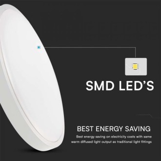 18W Kulaté bílé LED stropní svítidlo s rámem IP44 3000K V-TAC