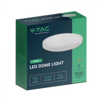 18W Kulaté bílé LED stropní svítidlo s rámem IP44 3000K V-TAC