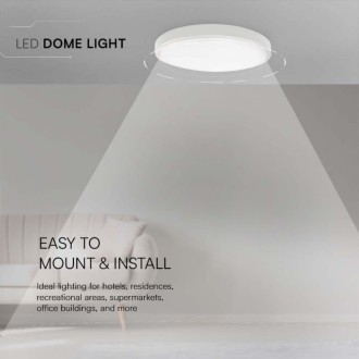18W Kulaté bílé LED stropní svítidlo s rámem IP44 3000K V-TAC