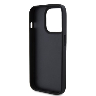 Guess PU 4G Strass Triangle Metal Logo Zadní Kryt pro iPhone 15 Pro Black