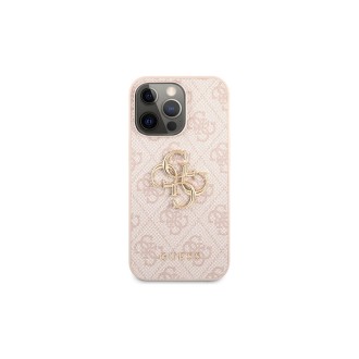 Guess PU 4G Metal Logo Zadní Kryt pro iPhone 13 Pro Max Růžová