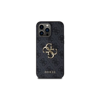 Guess PU 4G Metal Logo Zadní Kryt pro iPhone 14 Pro Max Šedá
