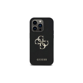Guess PU 4G Metal Logo Zadní Kryt pro iPhone 13 Pro Černá