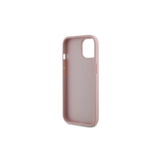 Guess PU 4G Metal Logo Zadní Kryt pro iPhone 15 Růžová