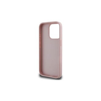 Guess PU 4G Metal Logo Zadní Kryt pro iPhone 15 Pro Růžová