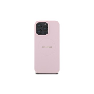 Guess PU Classic Logo MagSafe Zadní Kryt pro iPhone 16 Pro Růžová