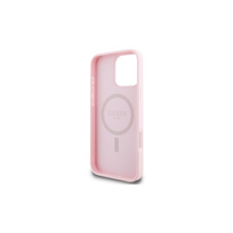 Guess PU Classic Logo MagSafe Zadní Kryt pro iPhone 16 Pro Růžová