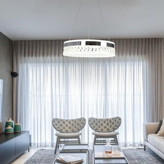 NEDES LED luxusní závěsné křišťálové svítidlo s dálkovým ovladačem 90W - TA2300/CH