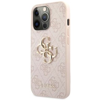 Guess PU 4G Metal Logo Zadní Kryt pro iPhone 13 Pro Max Pink