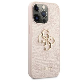 Guess PU 4G Metal Logo Zadní Kryt pro iPhone 13 Pro Max Pink