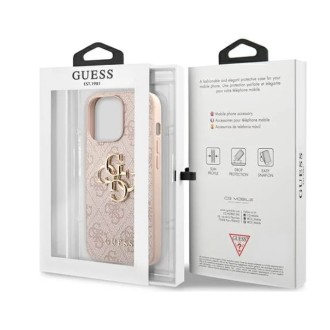 Guess PU 4G Metal Logo Zadní Kryt pro iPhone 13 Pro Max Pink