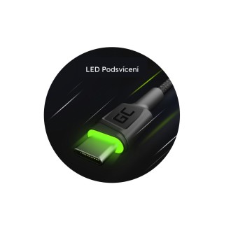 GreenCell Sada 3x Green Cell GC Ray USB-C kabel 120 cm, LED podsvícení, Ultra Charge