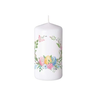 Válec 60x120 mm vajíčka věnec, bílá svíčka