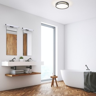Rendl - GRANDE LED 35 stropní opálové sklo/černá 230V LED 24W IP44 3000K Barva/Materiál: chrom, opálové sklo