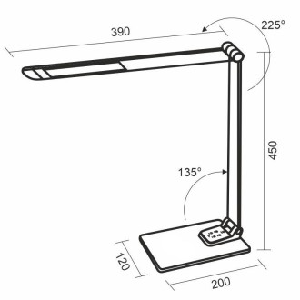 NEDES - LED lampa FRIDA stmívatelná s časovačem a USB 12W - DL5302/B