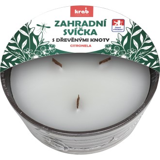 Svíčka repelentní Citronela - v ker. misce bílá s dřev. knoty 220 g / 520 g