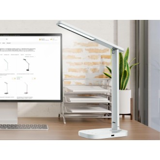 NEDES - LED lampa KIARA 7W stmívatelná s USB + noční světlo + časovač - DL4304/W