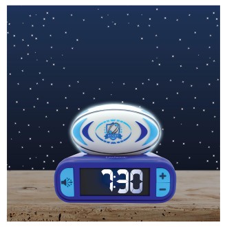Budík s nočním 3D světlem Rugby míč