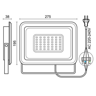 NEDES - LED černý reflektor 100W / 4000K - LF0025