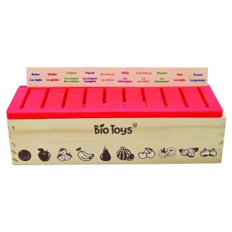 Anglicko-francouzský dřevěný box na slovíčka Bio Toys