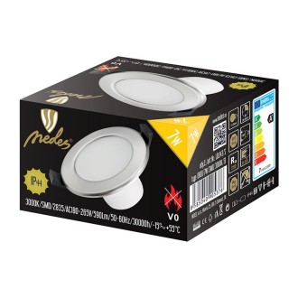 NEDES - LED svítidlo 7W / IP44 / DR01 / SMD / 3000K / SI - LDL143/S
