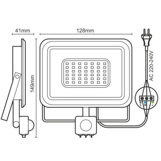 NEDES - LED reflektor + PIR 20W / 4000K - LF0022S