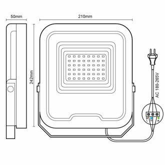 NEDES - LED PROFI reflektor 50W / 5000K / BK - LF6024