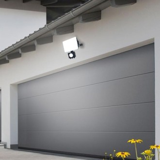 NEDES - Venkovní černý LED reflektor s PIR senzorem 20W / 4000K - LF7022S