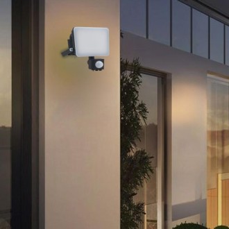 NEDES - Venkovní černý LED reflektor s PIR senzorem 10W / 4000K - LF7021S